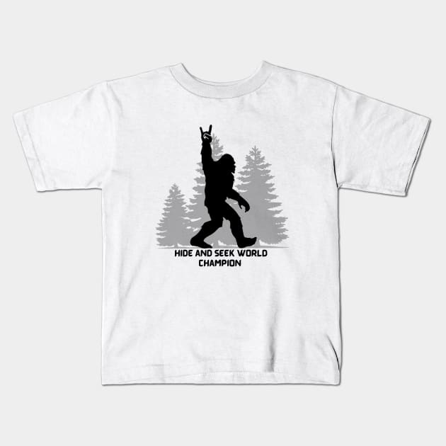 Bigfoot Hide N Seek World Champion Tee! Kids T-Shirt by SocietyTwentyThree